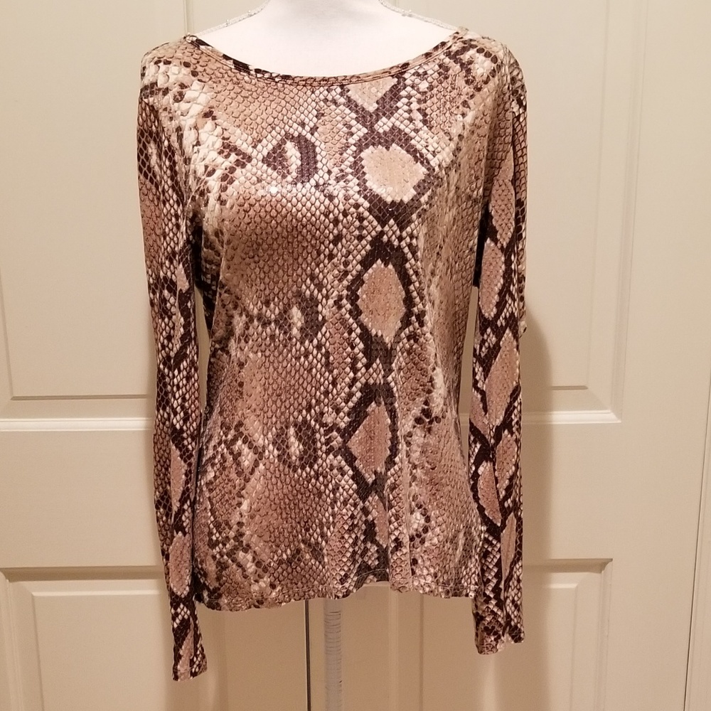 MICHAEL Michael Kors Embelished Python Top EUC